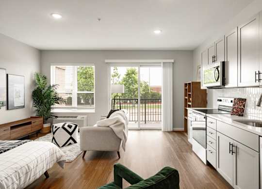 Spacious Living Area With Wood-Style Flooring