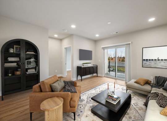 Spacious Living Area With Wood-Style Flooring