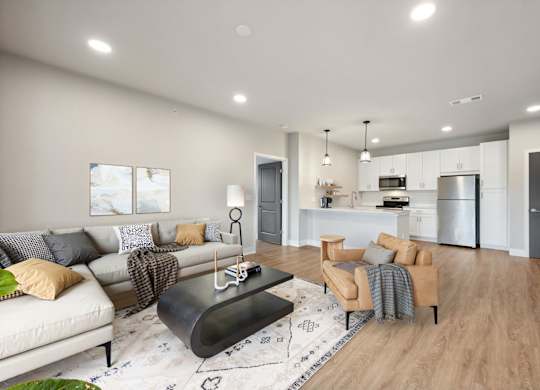 Spacious Living Area With Wood-Style Flooring