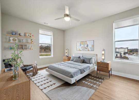 Bedroom with Wood-style flooring