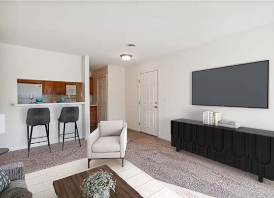 Kitchen with Counter Seating Overhang