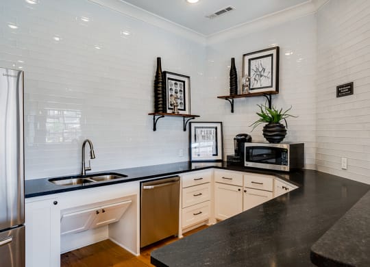 Clubhouse Kitchen Area with Stainless Steel Dishwasher and Sink