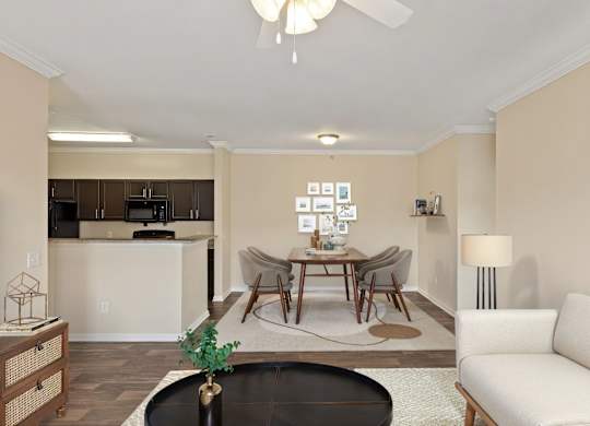 Spacious Living Area With Wood-Style Flooring