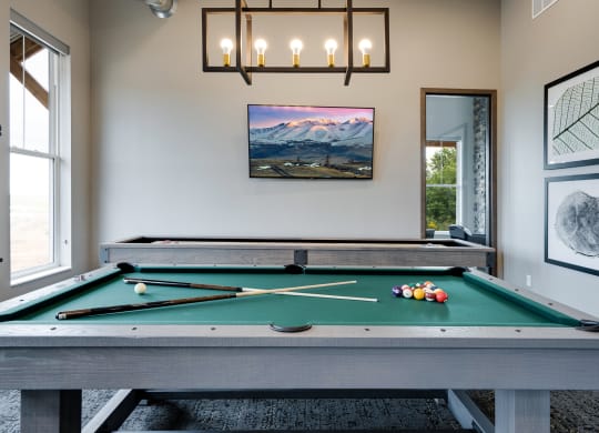 Pool Table with Mounted Flat Screen