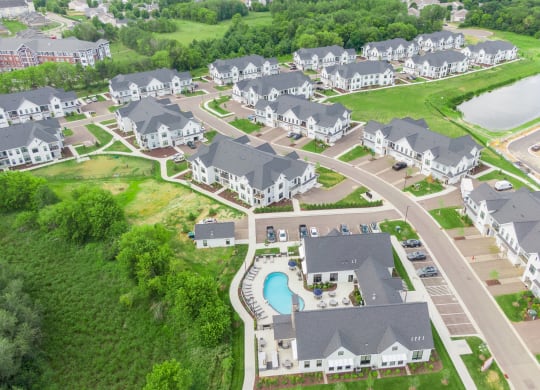 Aerial View Of Sundance Woodbury Clubhouse With Pool