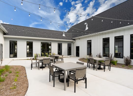 Pool Sundeck With String Lights