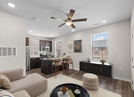 Spacious Living Area With Wood-Style Flooring