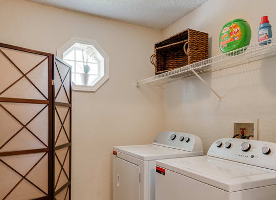 Washer and Dryer with Built In Shelving