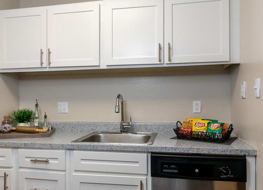 Kitchen with Stainless Steel Sink, Hardware and Appliances