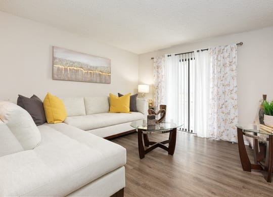 Spacious Living Room with Hardwood Style Flooring