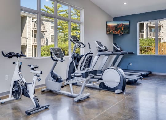 Treadmills, Elliptical and Stationary Bikes at the Fitness Center
