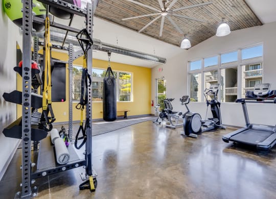 Spacious Fitness Center with Cardio and Strength Training Equipment