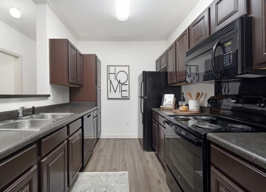 Kitchen with Dark Wood Cabinets