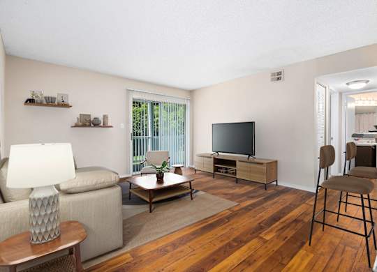 Living Area with Hardwood-Style Floors
