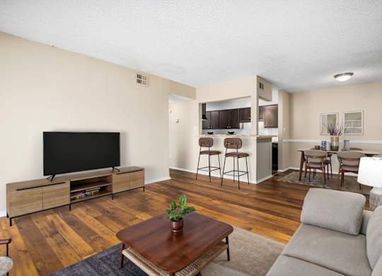 Living Area with Hardwood-Style Floors