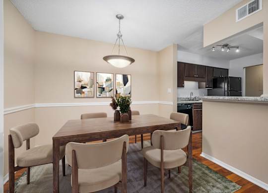 Dining Area with Overhead Lighting