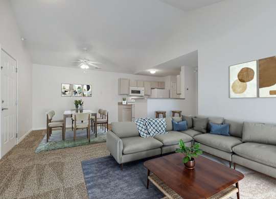 Spacious Living Area with Carpet