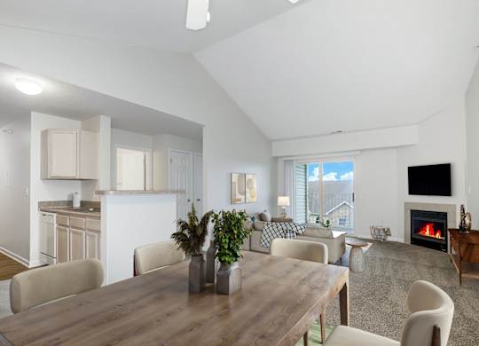 Living Area with High Ceilings