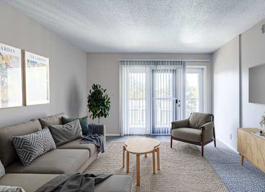 Spacious Living Area with Carpet