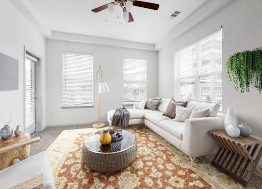 Spacious Living Area With Wood-Style Flooring