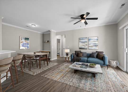 Living Area with Ceiling Fan