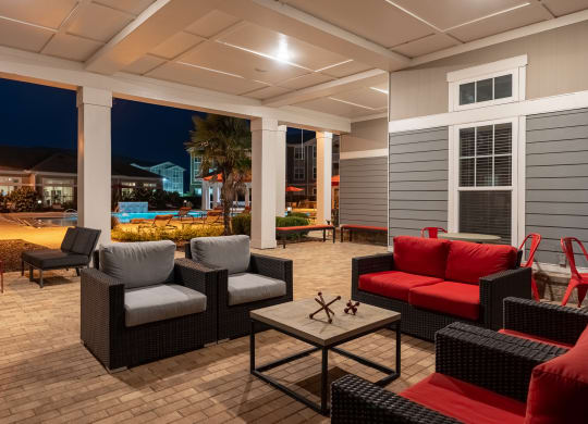 Outdoor Sundeck Lounge At Night
