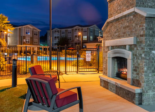 Outdoor Fireplace At Night