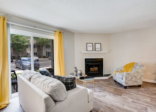 Spacious Living Room with Fireplace