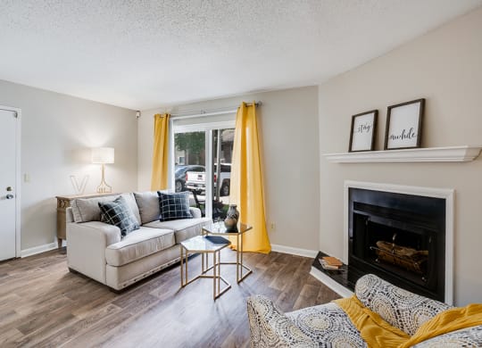 Living Room with Hardwood Style Flooring and Sliding Patio Door