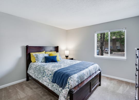 Spacious Bedroom with Double Windows and Plush Carpet