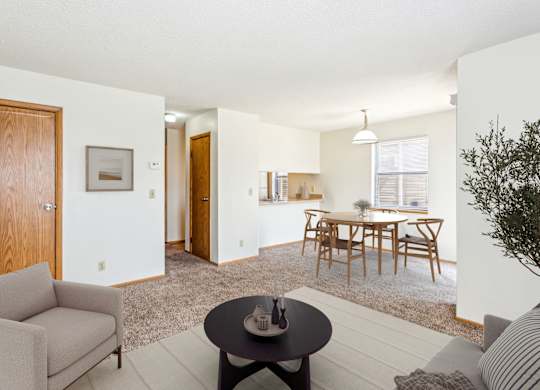 Spacious Living Area with Carpet