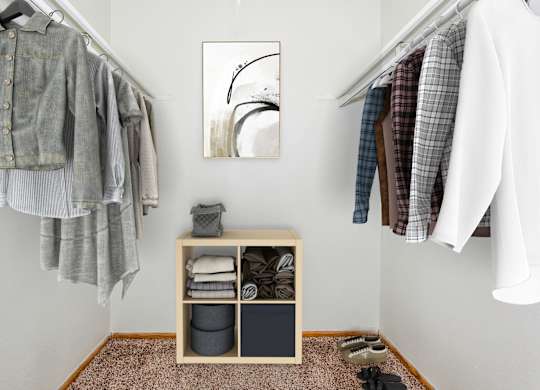Walk-In Closet With Built-In Shelving