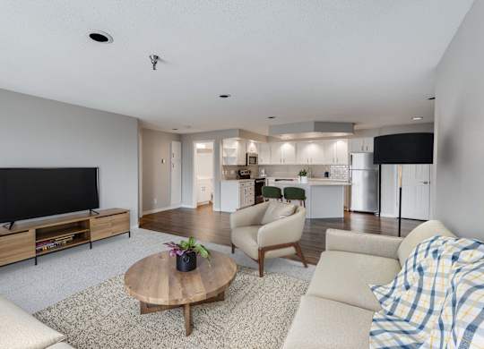 Spacious Living Area with Carpet