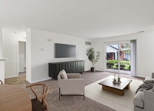 Spacious Living Area with Carpet