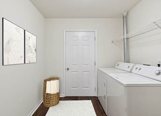 Washer and Dryer with Built In Shelving