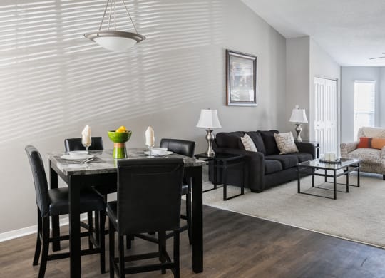 Living and Dining Room with Vaulted Ceilings