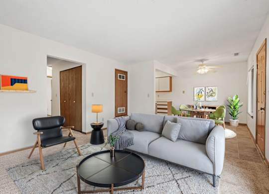 Spacious Living Area with Carpet