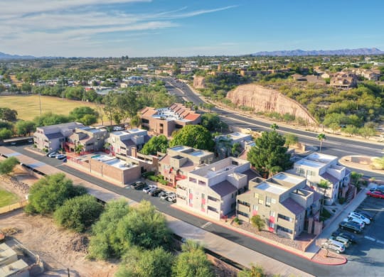 Aerial community view at Nine90 Apartments in Tucson AZ November 2020