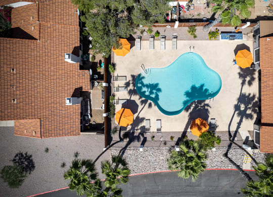 Arerial Pool View at Orange Tree Village Apartments in Tucson AZ