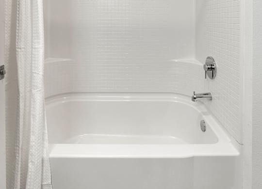 Bathroom Tub in Two Bedroom and Two Bath at Lucero Apartment Homes in Phoenix Arizona