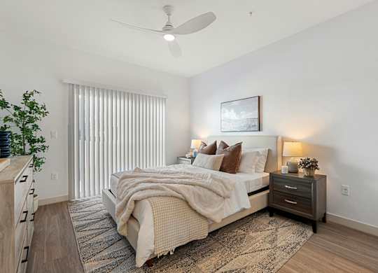 Bedroom in One Bedroom and One Bath at Lucero Apartment Homes in Phoenix Arizona