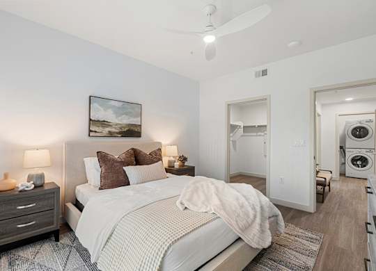 Bedroom with Walkin Closet in One Bedroom and One Bath at Lucero Apartment Homes in Phoenix Arizona