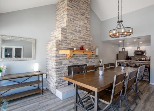 Clubhouse Dining with Fireplace at Orange Tree Village Apartments in Tucson AZ