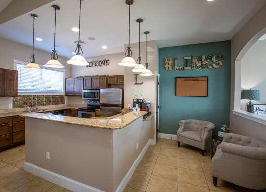clubhouse kitchen at Links at Forest Creek in Round Rock Texas near Austin