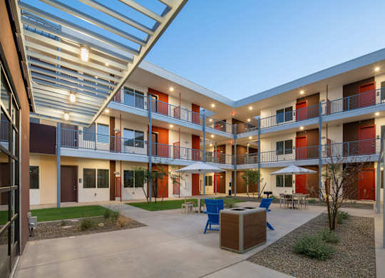 Courtyard Night at Streamliner 67th in Phoenix Arizona