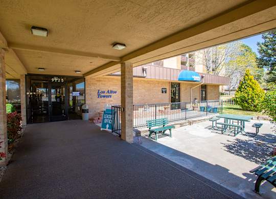 Entrance at Los Altos Towers Apartments in Albuquerque NM
