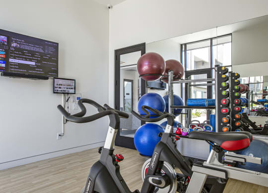 Fitness center at Senderos at South Mountain in Phoenix AZ September 2020
