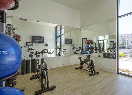 Fitness center at Senderos at South Mountain in Phoenix AZ September 2020