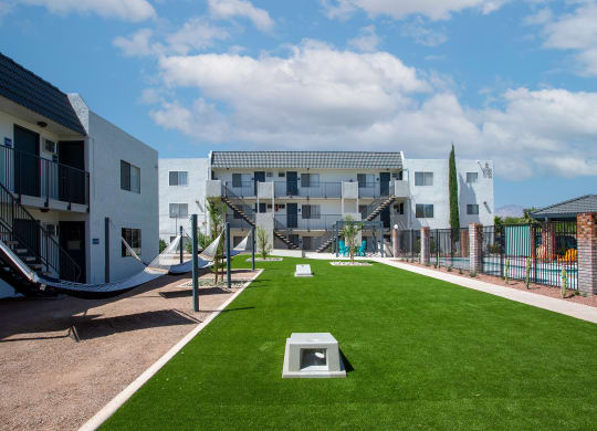 Hammock Lounge Area and Lawn Game Area at The Link at 4th Ave Apartments
