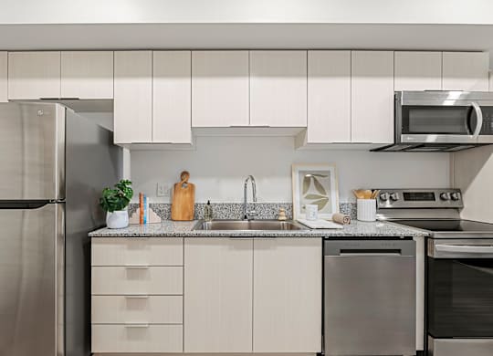 Kitchen Appliances in One Bedroom and One Bath at Lucero Apartment Homes in Phoenix Arizona